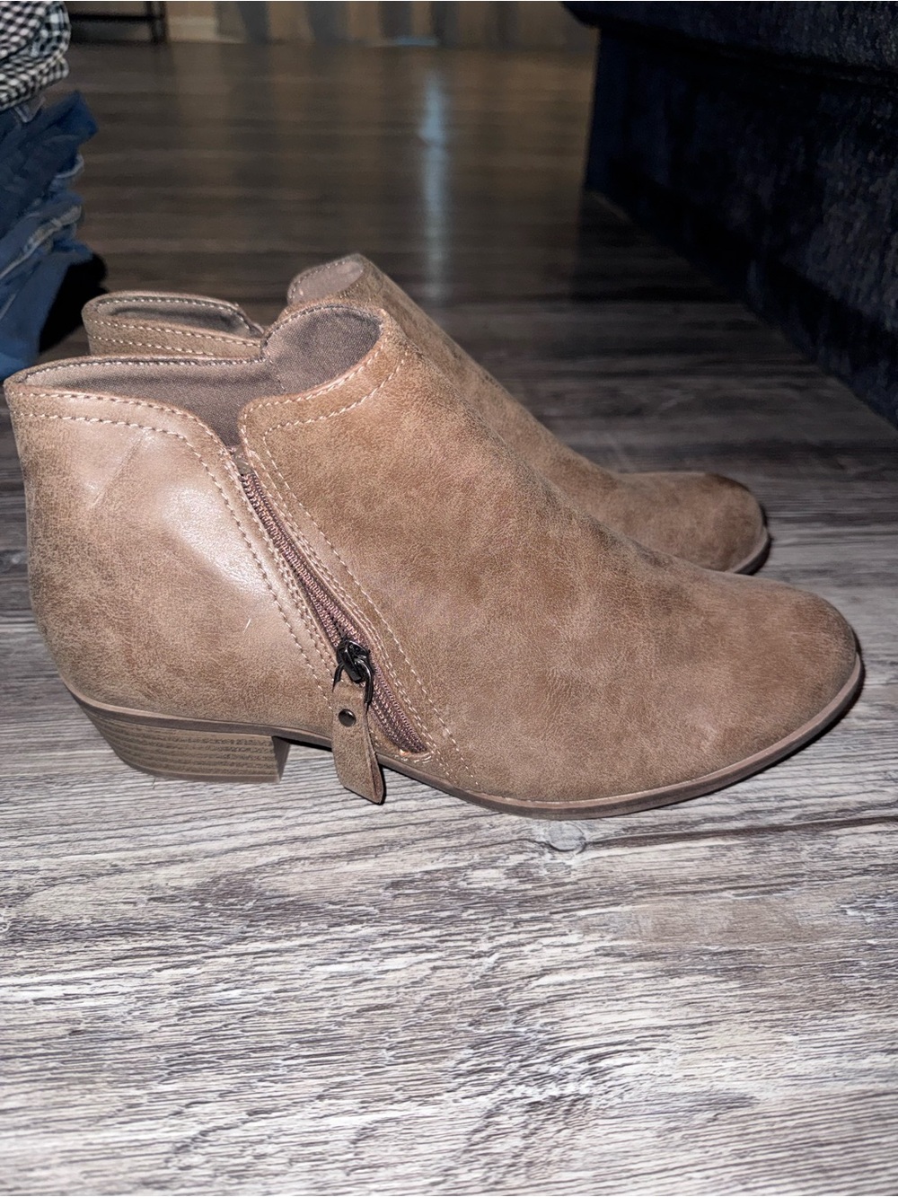 Women’s Wide Brown Ankle Booties with Side Zip